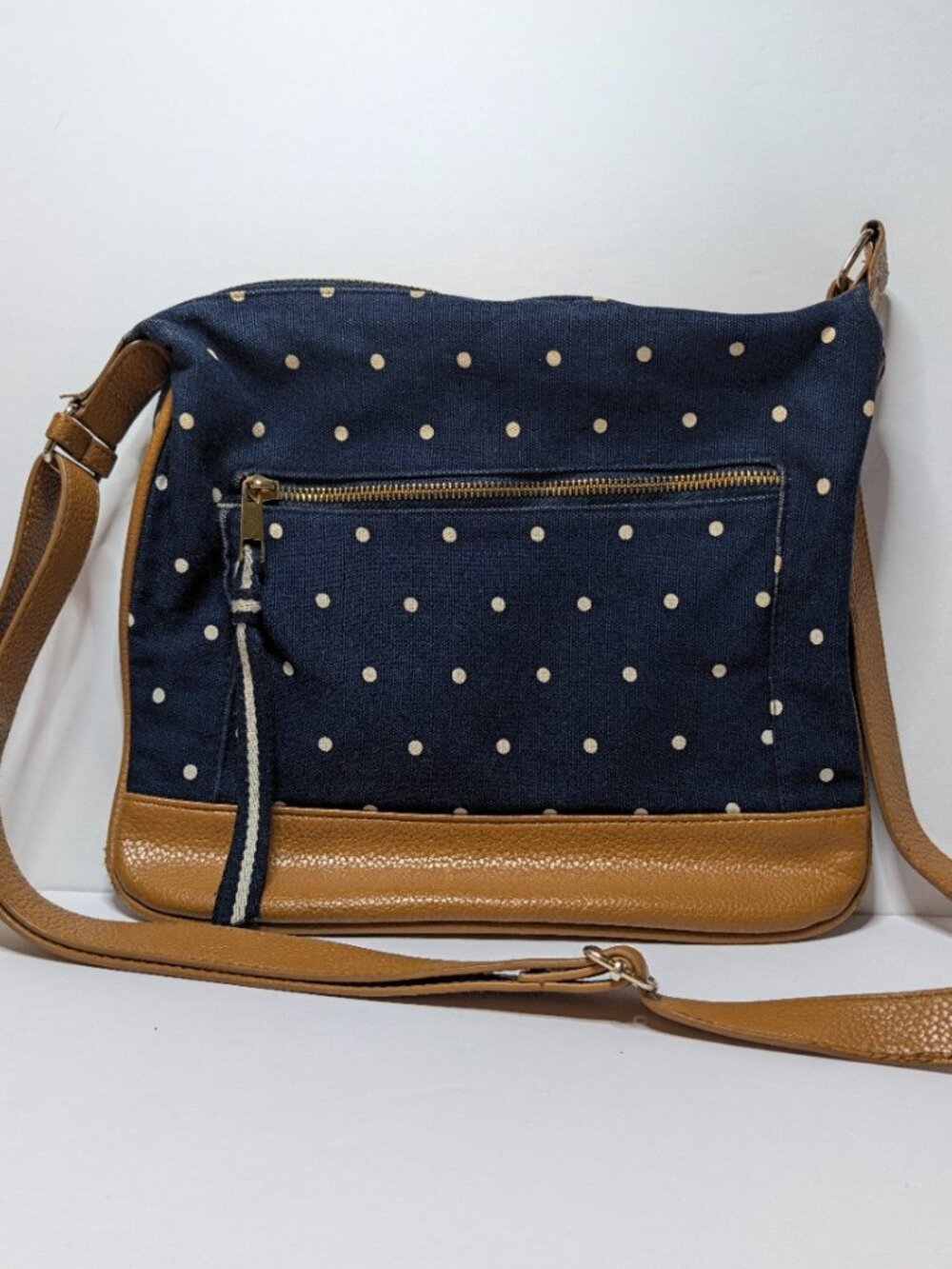 A New Day Women's Navy Polka Dot Crossbody Bag Adjustable Strap